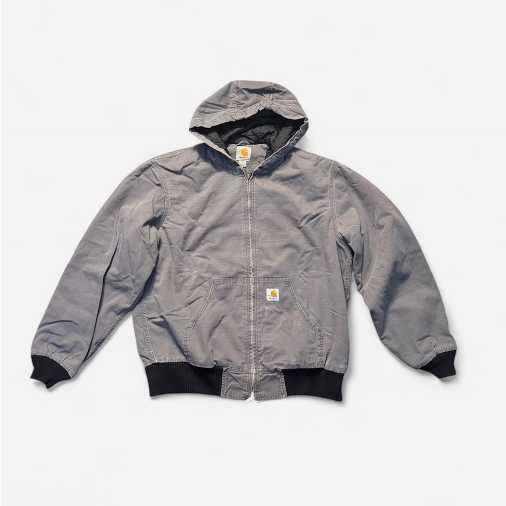 Carhartt Gray Quilted Bomber Jacket with Ribbed Cuffs